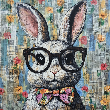 Easter Sign, Bunny in Glasses,, DCO-12805, Sign For Wreath, 10x10